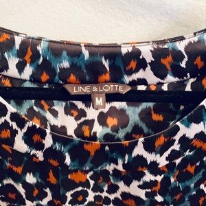 Line & Lotte Multi Color Animal Print Silk Top - M